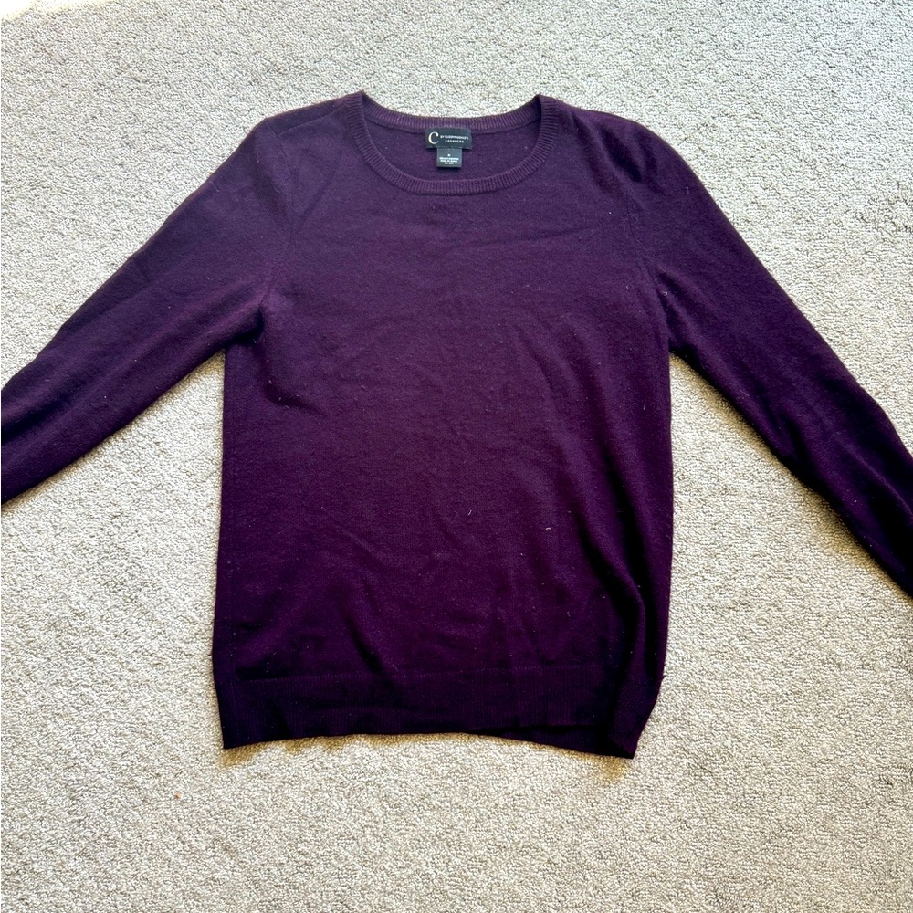 C by Bloomingdale’s 100% Cashmere Purple Plum Crew Sweater Medium